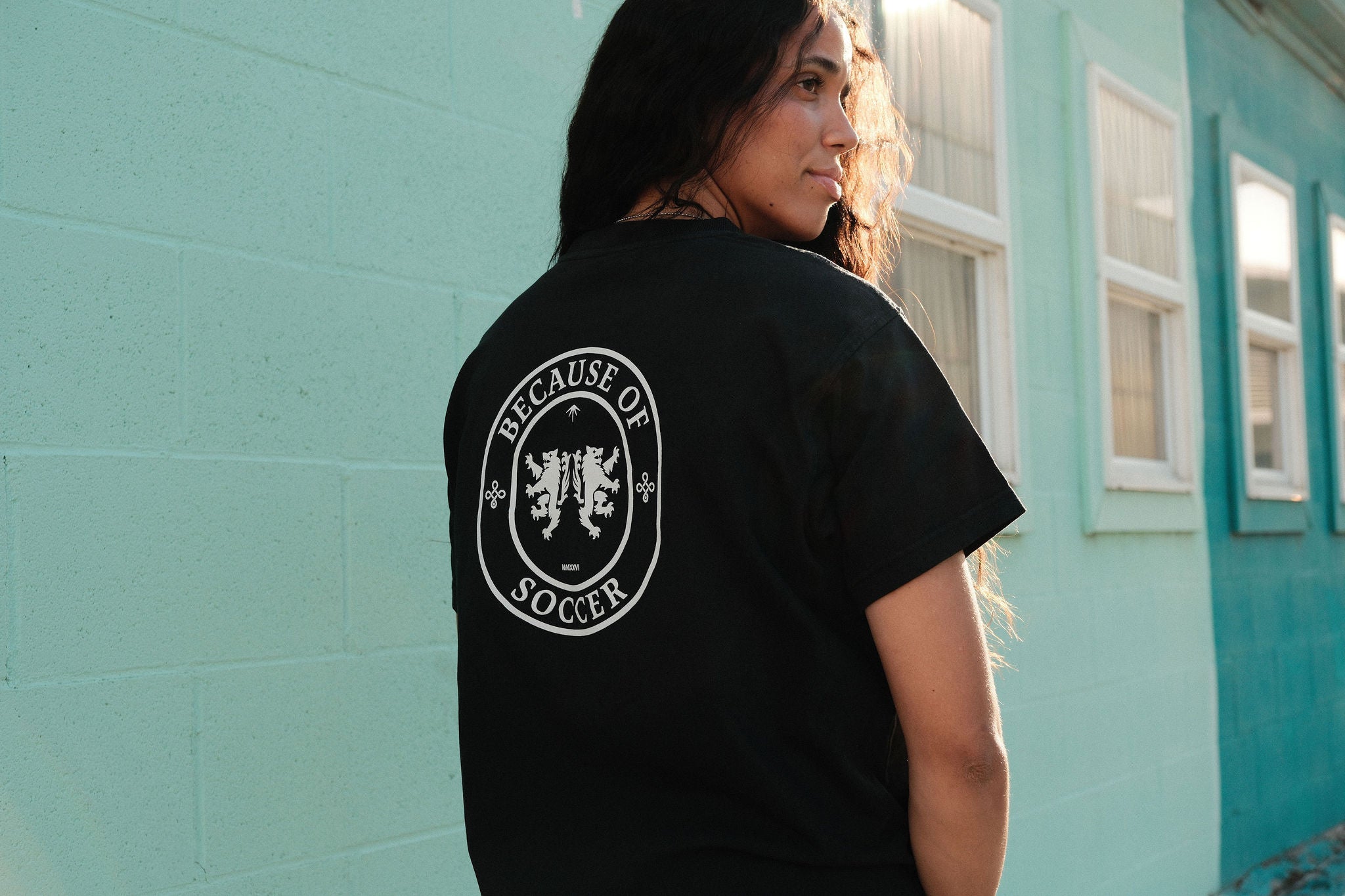 Because of Soccer Embroidered Tee