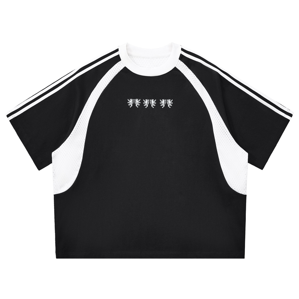 Twin Wolves Panel Mesh T-Shirt