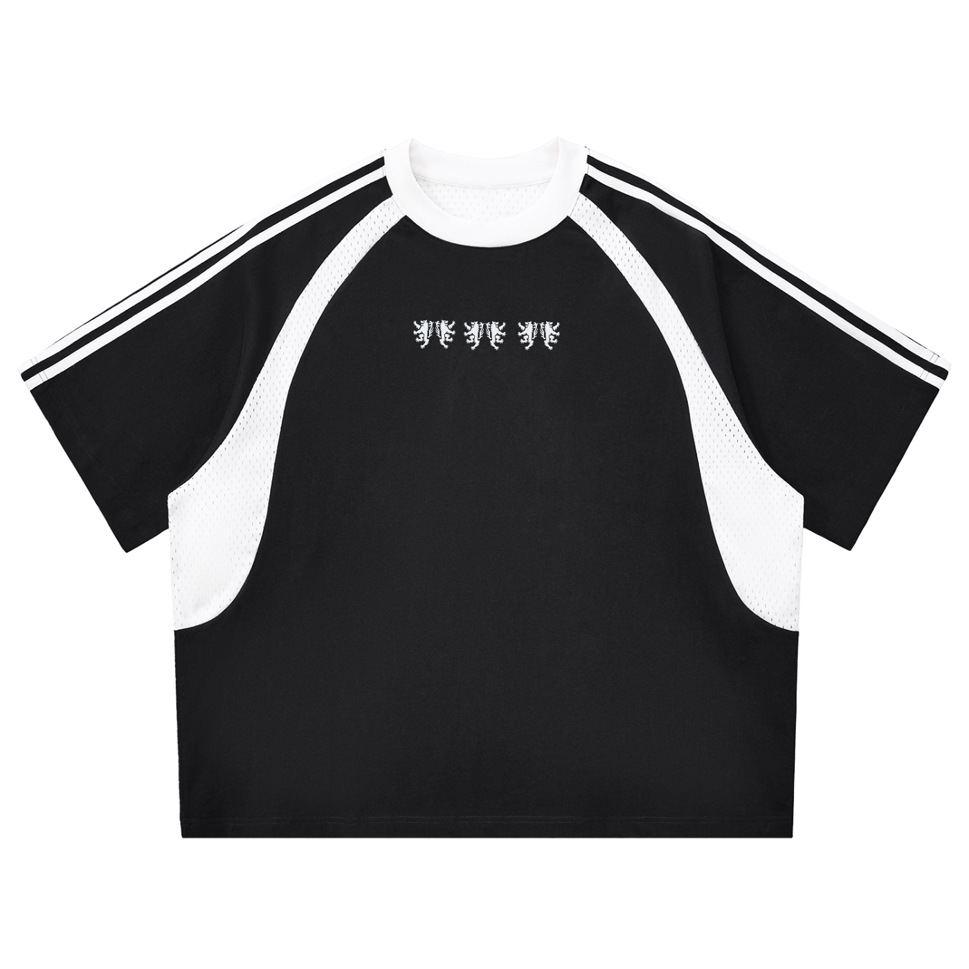Twin Wolves Panel Mesh T-Shirt