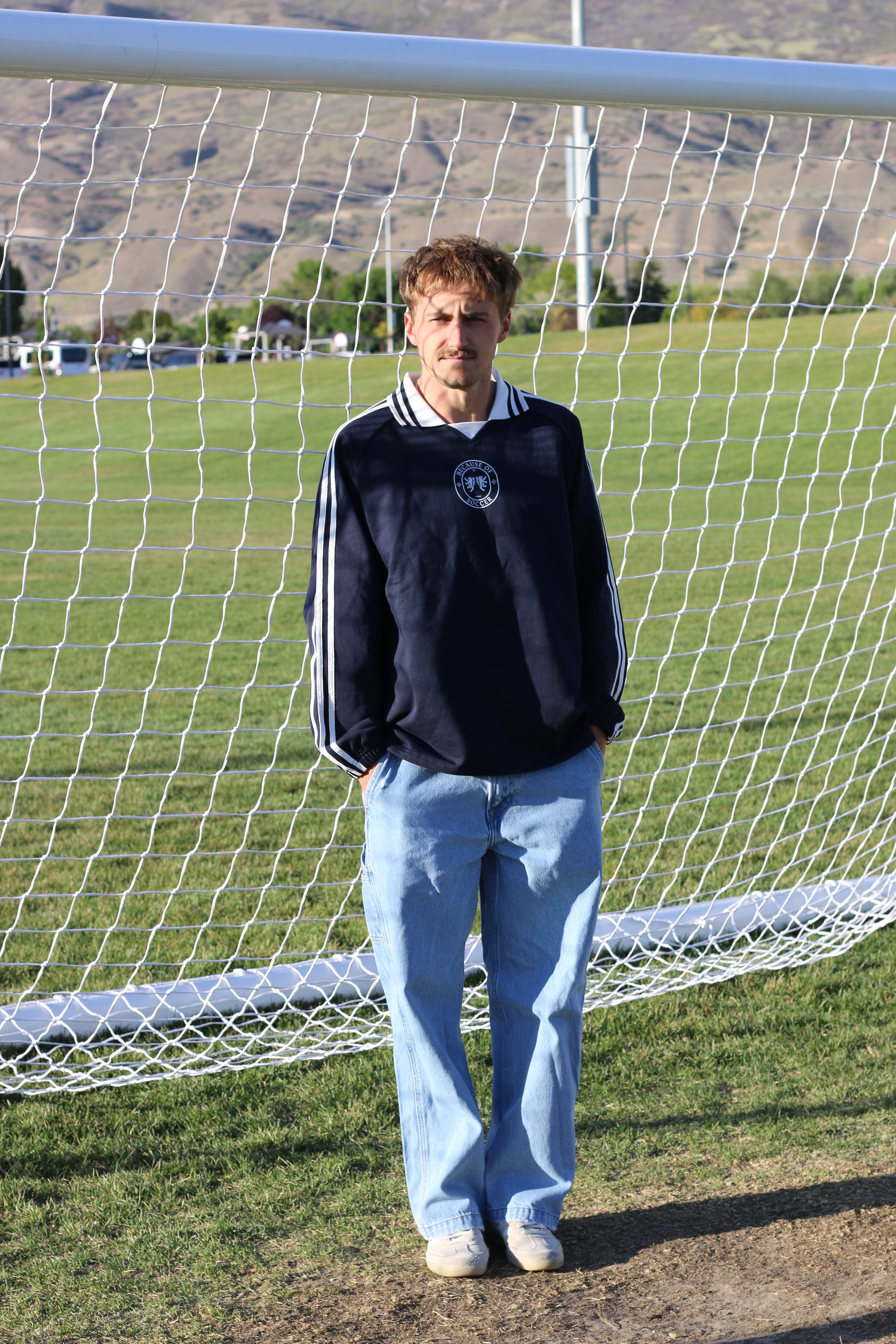 Vintage Because of Soccer Collared Long Sleeve